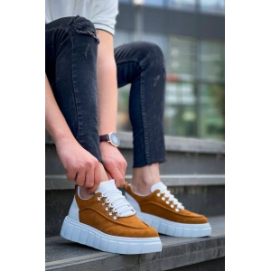 KB-X10 Kuback Taba Süet Beyaz Yüksek Taban Günlük Spor Ayakkabı