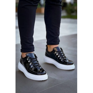 KB-X4  Kuback Siyah Rugan Yüksek Taban Bağcıklı Günlük Erkek Ayakkabı