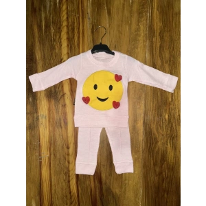 3-12 aylık emoji detalı takım pembe