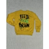 Fed baskılı bisiklet yaka sweatshirt erkek çocuk sarı