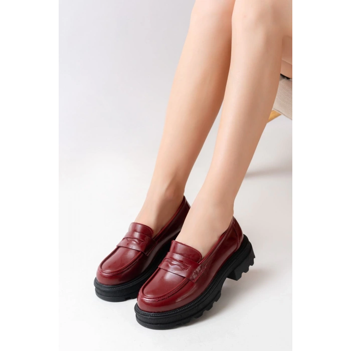 746-759 Bordo Rugan Günlük Yüksek Tabanlı Loafer Ayakkabı