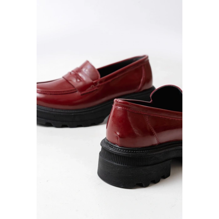 746-759 Bordo Rugan Günlük Yüksek Tabanlı Loafer Ayakkabı
