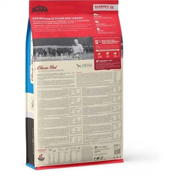 Acana Classics Red Düşük Tahıllı Etli ve Sebzeli Yetişkin Köpek Maması 9.7