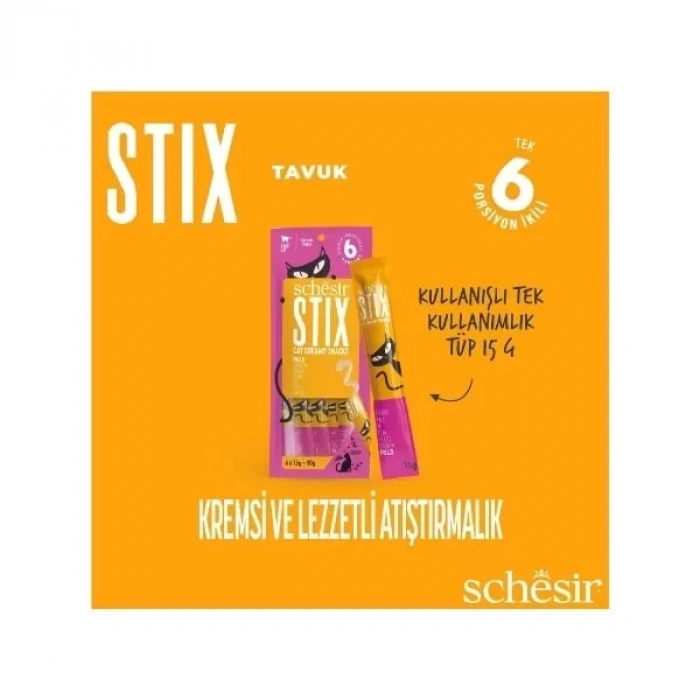 Schesir Cat Stick Tavuklu Sıvı Kedi Ödül Maması 6 Adet 15 Gr