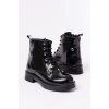 02-2003 Siyah Rugan Bağcıklı Fermuarlı Günlük Kadın Bot