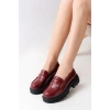 746-759 Bordo Rugan Günlük Yüksek Tabanlı Loafer Ayakkabı