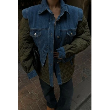 Denim Garnili Kapitone Ceket 7071