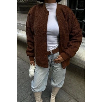 Kıvırcık Kürklü İçi Astarlı Bomber Ceket 6120