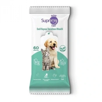Supreme Yeşil Çaylı Kedi ve Köpek Temizleme Mendili 60 Adet