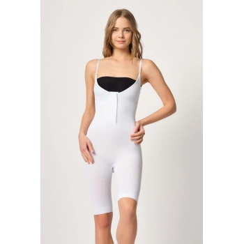 BEYAZ MI Emay 2093 Ön Agraflı Göğsü Açık Paçalı Boy Korse