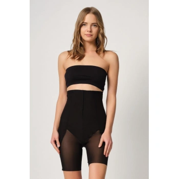 SİYAH MI Emay 2928 Ön Agraflı Tül Paçalı Lazer Korse