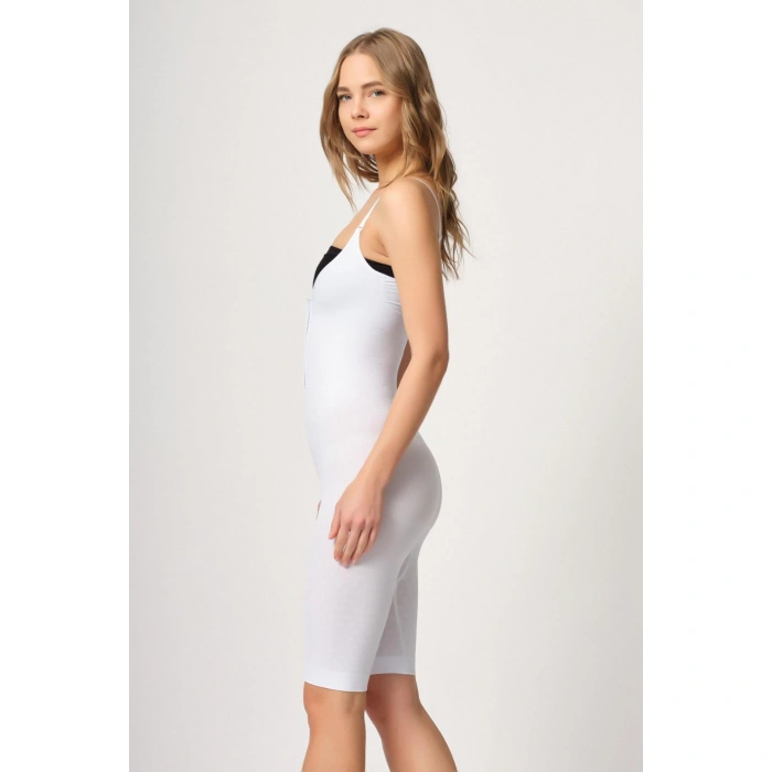 BEYAZ MI Emay 2093 Ön Agraflı Göğsü Açık Paçalı Boy Korse