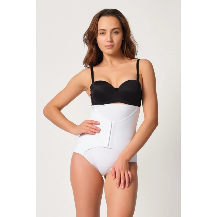 BEYAZ MI Emay 2932 Double Karın Agraf Destekli Slip Lazer Korse