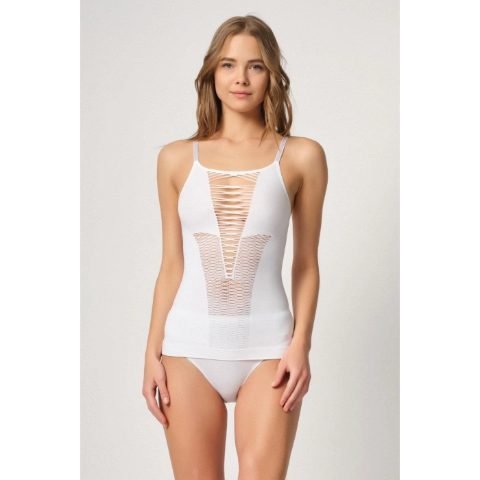 BEYAZ MI Emay 5038 İp Askılı Fantazi Atlet Korse