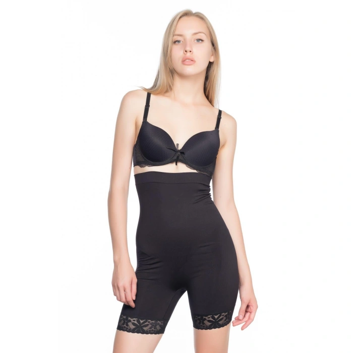 SİYAH MI Emay 2027 Yüksek Bel Dantelli Paçalı Korse