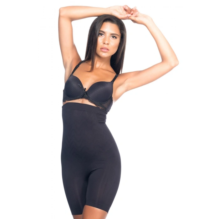 SİYAH MI Emay 2077 Yüksek Bel Desenli Paçalı Korse