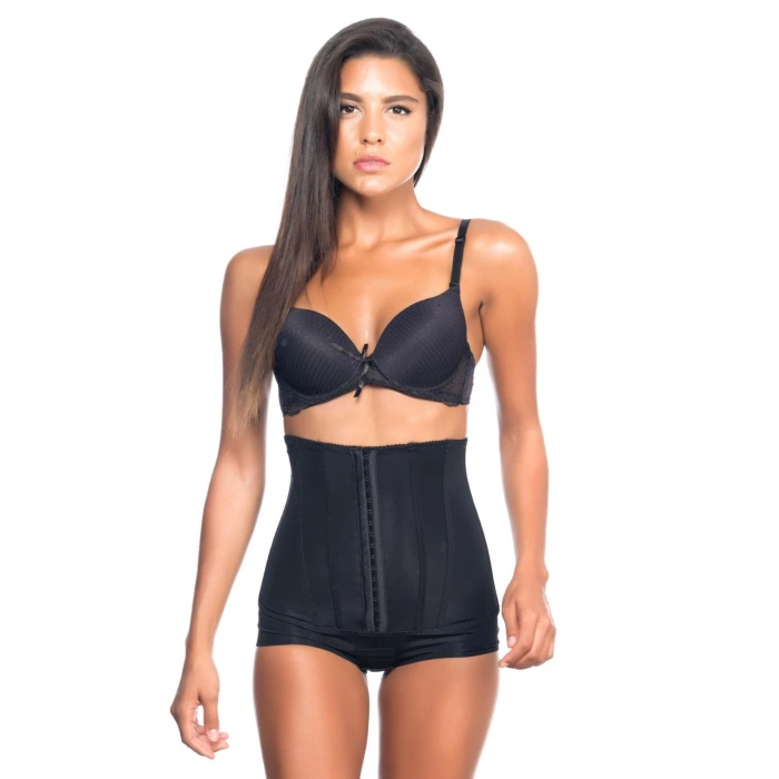 SİYAH MI Emay 2824 Yüksek Bel Balen Agraflı Slıp Lazer Korse