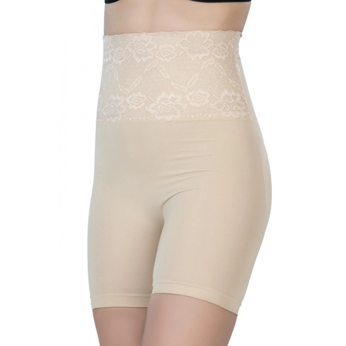 TEN MI Emay 2091 Önü Dantelli Yüksek Bel Boxer Korse