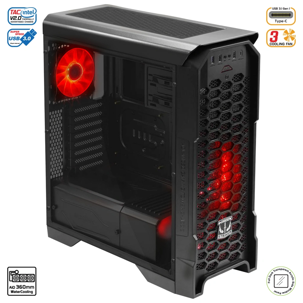 Green Striker Bilgisayar Kasası Mid Tower