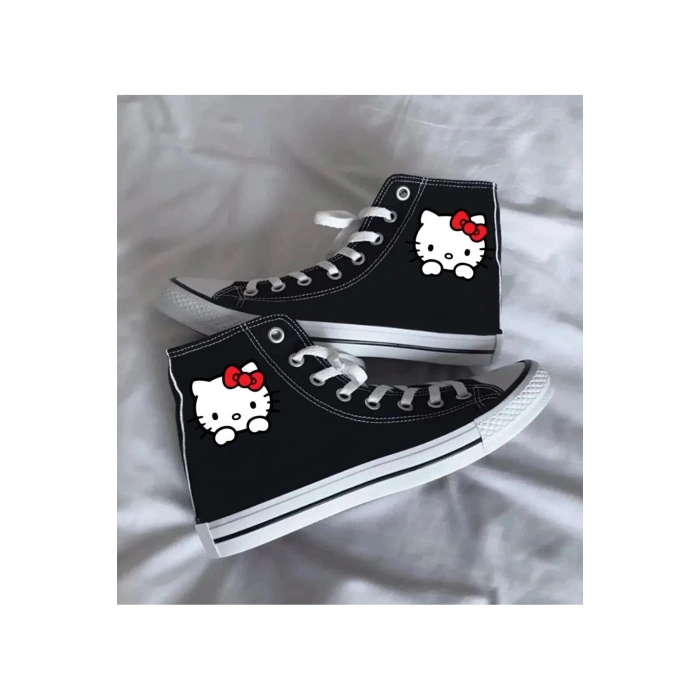Hello Kitty Baskılı Siyah Bilekli Spor Ayakkabı Çocuk Sneaker