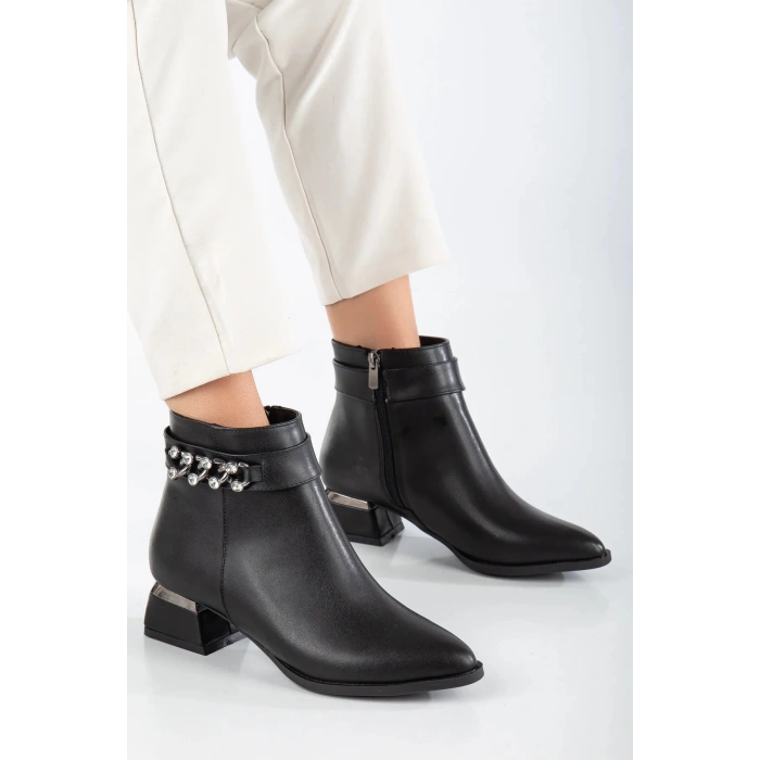 Kadın Günlük Bot Siyah Taşlı