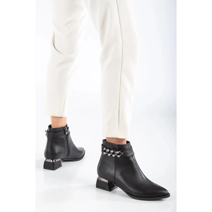 Kadın Günlük Bot Siyah Taşlı
