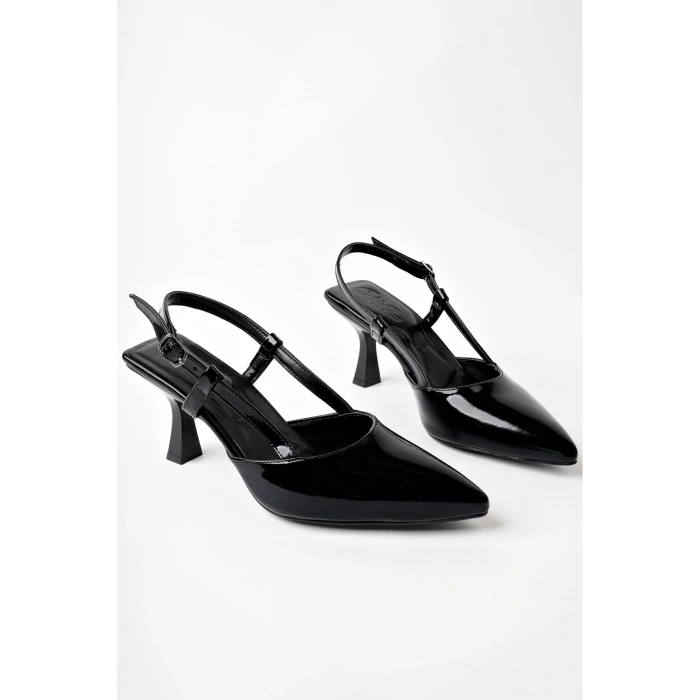 Topuklu Ayakkabı Siyah Topuklu Ayakkabı Kadın Topuklu Ayakkabı Yandan Tokalı Sivri Burun