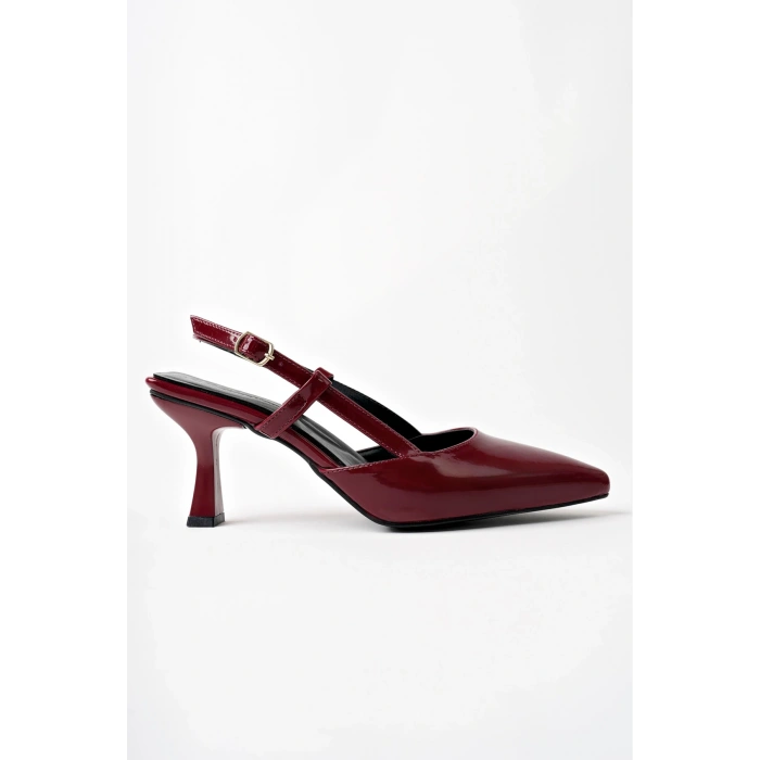 Topuklu Ayakkabı Bordo Topuklu Ayakkabı Kadın Topuklu Ayakkabı Yandan Tokalı Sivri Burun