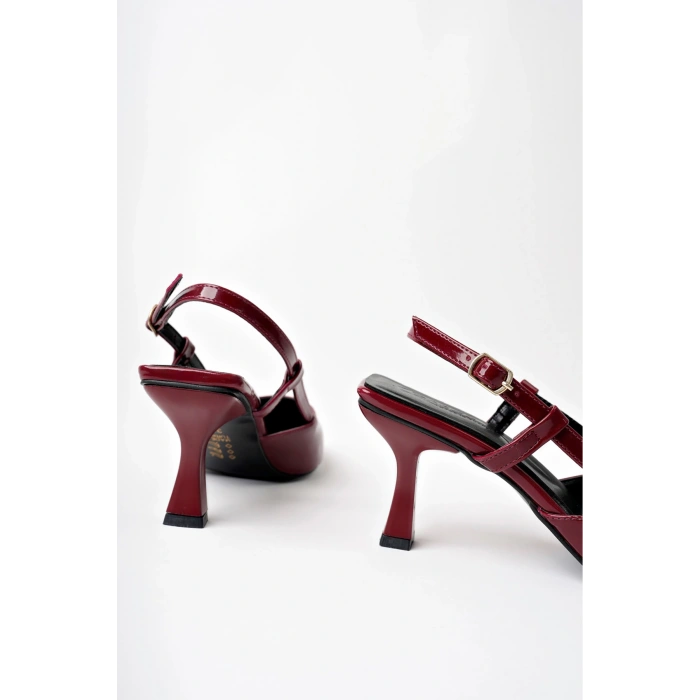 Topuklu Ayakkabı Bordo Topuklu Ayakkabı Kadın Topuklu Ayakkabı Yandan Tokalı Sivri Burun