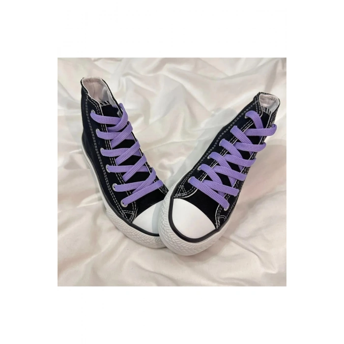Lila Bağcıklı, Siyah Bilekli Spor Ayakkabı Çocuk Sneaker