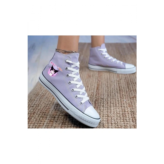 Çince Kuromi Baskılı, Lila Bilekli Spor Ayakkabı, Çocuk Sneaker