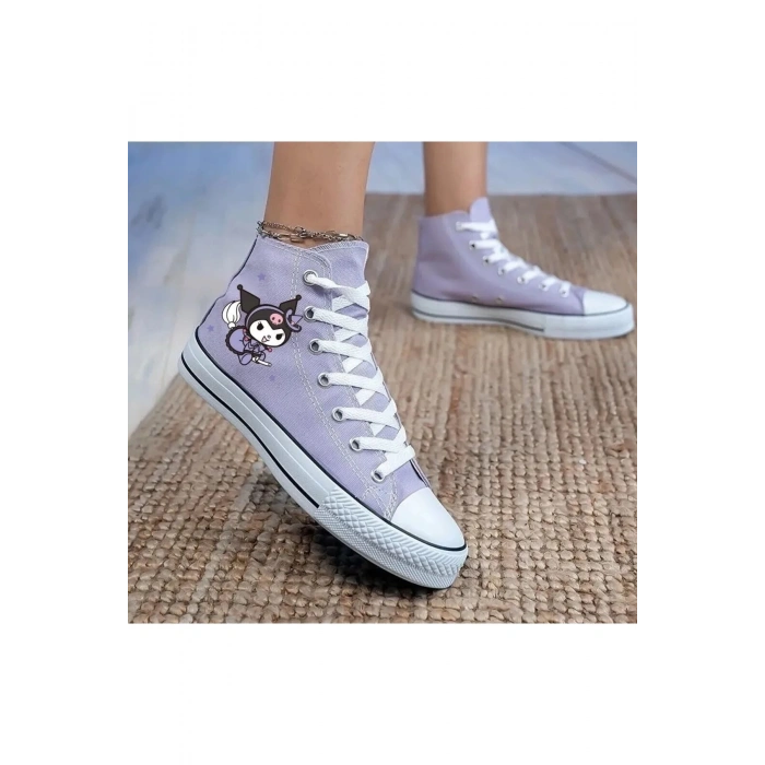 Kuromi Baskılı Lila Bilekli Spor Ayakkabı Çocuk Sneaker