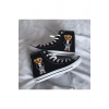 Teddy Bear Ayıcık Baskılı Siyah Bilekli Spor Ayakkabı Çocuk Sneaker