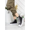 Siyah Unisex Bağcıklı Keten Bilekli Çocuk Genç Yetişkin Sneaker Günlük Spor Ayakkabı Convers Sneaker