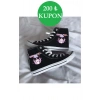 Günlük Keten Chinese Kuromi Baskılı Siyah Uzun Sneaker Canvas Spor Ayakkabı