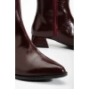 Kadın Bordo Sivri Burun Bot Kırışık Rugan Günlük Bot Boots