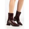 Kadın Bordo Sivri Burun Bot Kırışık Rugan Günlük Bot Boots