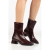 Kadın Bordo Sivri Burun Bot Kırışık Rugan Günlük Bot Boots