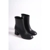 Kadın Siyah Orta Boy Bot | Günlük Şık Topuklu Ortadan Dikişli Bot | Yeni Sezon Moda Ayakkabı Boots