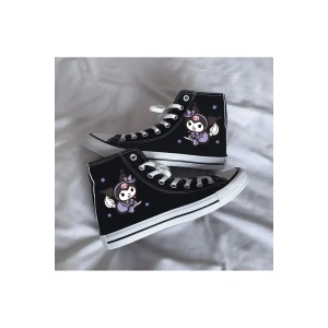 Kuromi Baskılı Siyah Bilekli Spor Ayakkabı Çocuk Sneaker