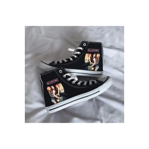 Black Pink Görsel Baskılı Siyah Bilekli Spor Ayakkabı Çocuk Sneaker