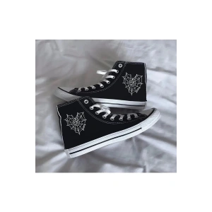 Spider Web Baskılı Siyah Bilekli Spor Ayakkabı Çocuk Sneaker