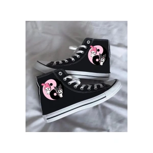 Kuromi Ve My Melody Baskılı Siyah Bilekli Spor Ayakkabı Çocuk Sneaker