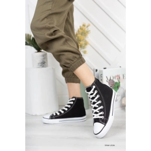 Siyah Unisex Bağcıklı Keten Bilekli Çocuk Genç Yetişkin Sneaker Günlük Spor Ayakkabı Convers Sneaker