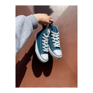 Unisex Günlük Keten Rahat Bilekli Kot Mavi Uzun Convers Sneaker Spor Ayakkabı