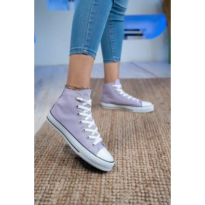 Unisex Günlük Keten Rahat Bilekli Lila Uzun Convers Sneaker Spor Ayakkabı