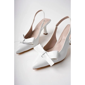 Beyaz Topuklu Ayakkabı Topuklu Ayakkabı Kadın Topuklu Ayakkabı Fiyonk Detaylı