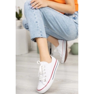 Unisex Spor Ayakkabı Beyaz Kısa Keten Sneaker