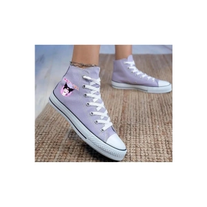 Çince Kuromi Baskılı, Lila Bilekli Spor Ayakkabı, Çocuk Sneaker