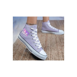 Kuromi Ve My Melody Baskılı, Lila Bilekli Spor Ayakkabı, Çocuk Sneaker